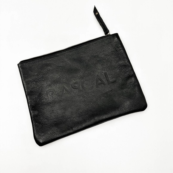 Rascal Black Leather Zip Pouch Clutch - Picture 1 of 8